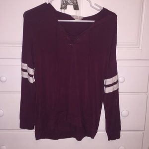 Burgundy lace up shirt size medium